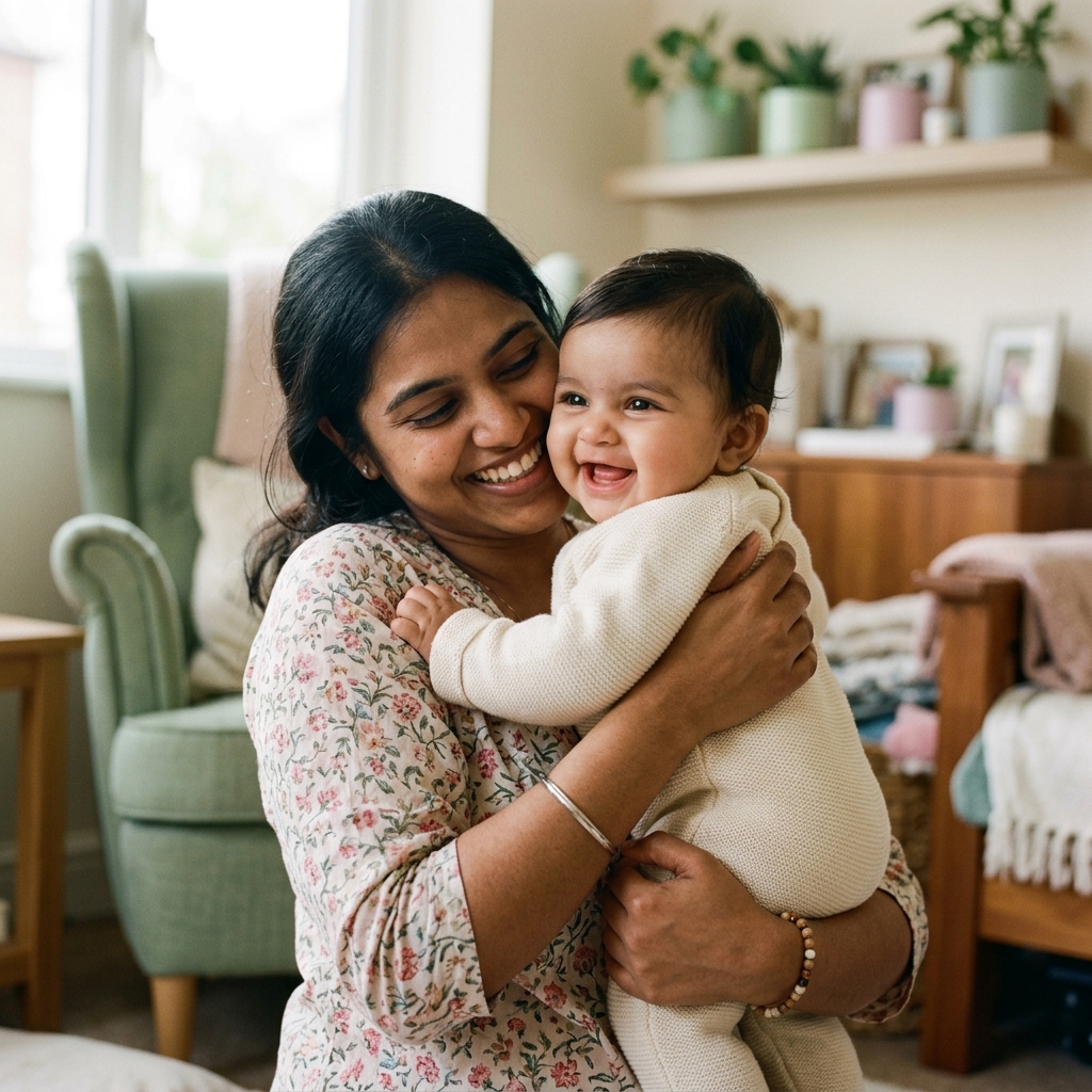 Happy mother and healthy baby cared for at June Women's Health Lucknow