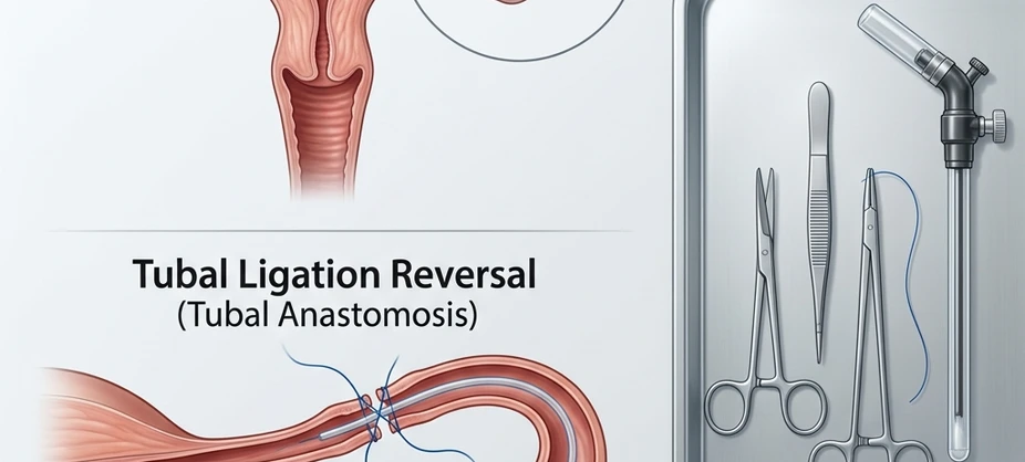 Anatomical representation of fallopian tubes ligation and microsurgical reversal in Sushant Golf City Lucknow