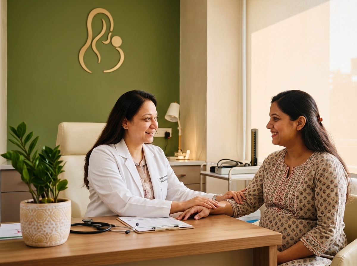 Doctor talking to pregnant woman
